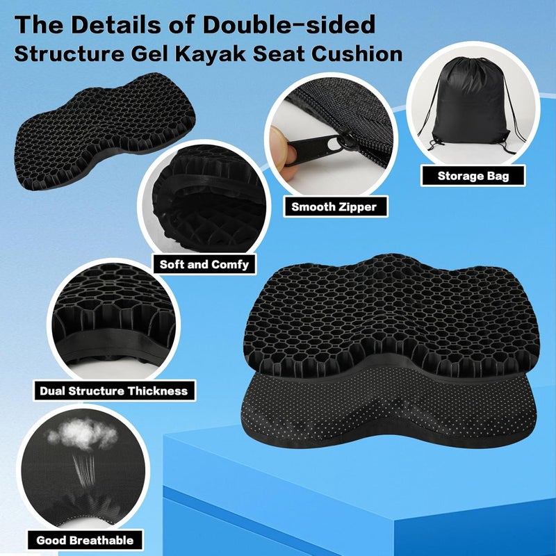 ECcandiedhaws Anti-Slip Kayak Seat Cushion, Thickened Waterproof Boat Kayak Canoe Rowing Dinghy Gel Seat Pad for Sit-in Inflatable Fishing Kayak Canoe Chair Accessories Equipment - Image 3